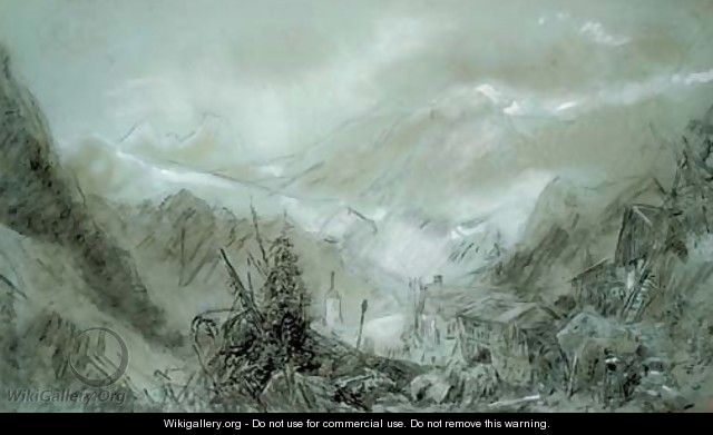 Study for of an Alpine view - (after) Henry Bright