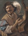 A laughing bravo with a bass viol and a roemer - (after) Hendrick Terbrugghen