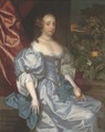 Portrait of a lady, traditionally identified as Catherine of Braganza, three-quarter-length, in a light blue satin dress - (after) Huysmans, Jacob