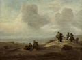 Elegant figures in a dune landscape with the ocean beyond - (after) Jacob Esselens