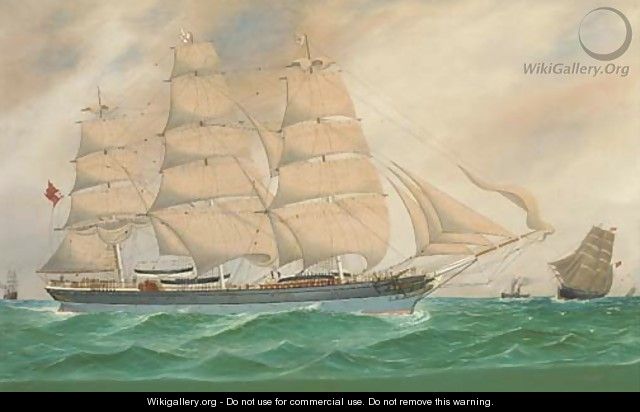 The British full-rigger Wiltshire and other shipping at sea - (after) J. Fannen