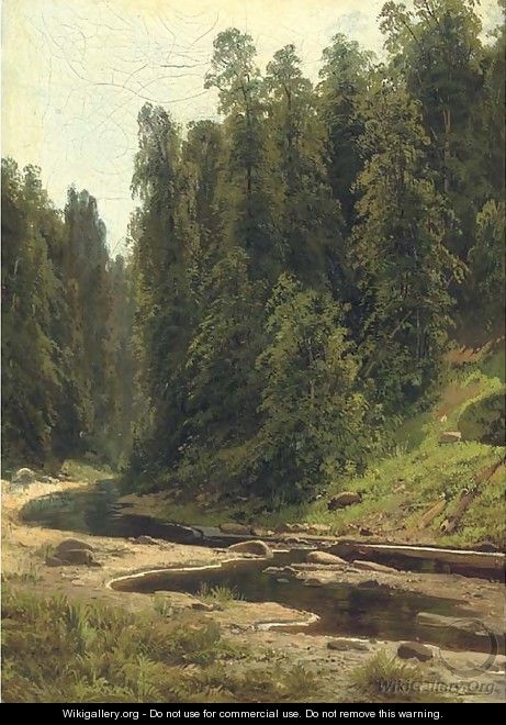 River in the forest - (after) Ivan Shishkin