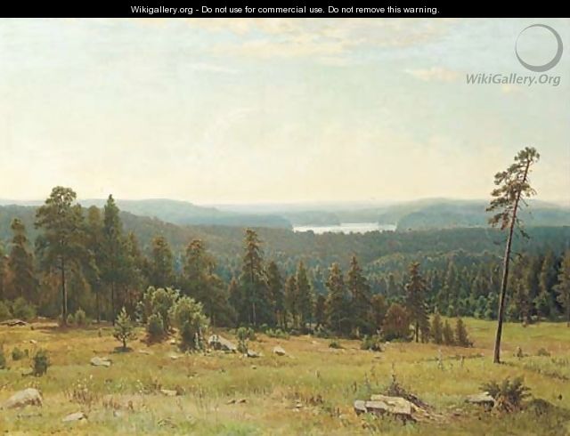 A lakeside forest - (after) Ivan Shishkin