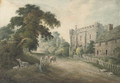 Rustic figures before a gate tower - (after) Hugh William Williams