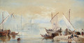 Venetian craft on the lagoon before San Giorgio Maggiore - (after) James Baker Pyne