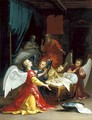 The Birth of the Virgin with adoring angels - (after) Jacques Stella