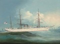 The Victorian troopship H.M.S. Orontes off Hong Kong - Chinese School