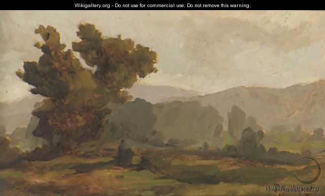 A landscape sketch with trees; with two further similar - Chilean School