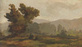 A landscape sketch with trees; with two further similar - Chilean School