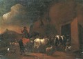 Shepherds returning to the stable with their cattle at dusk - (after) Abraham Jansz. Begeyn