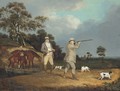Gentleman shooting partridge, with pointers in a landscape - (after) Cooper, Abraham