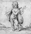 A putto holding a lute and a rose - (after) Abraham Bloemaert