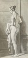 Florentine, nude, standing by a door holding a length of cloth - Christoffer Wilhelm Eckersberg