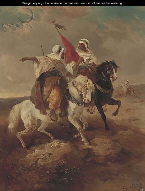 Arab warriors in a desert - (after) Adolf Schreyer
