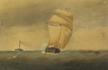 A sailing trader and paddle tug running down Channel - Charles Taylor