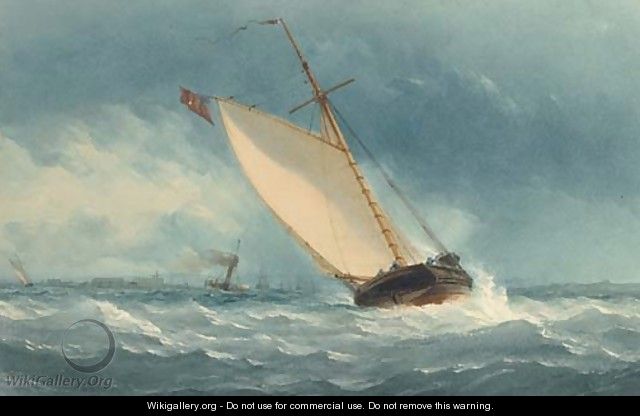 A coastal trader heeling in the breeze - Charles Taylor