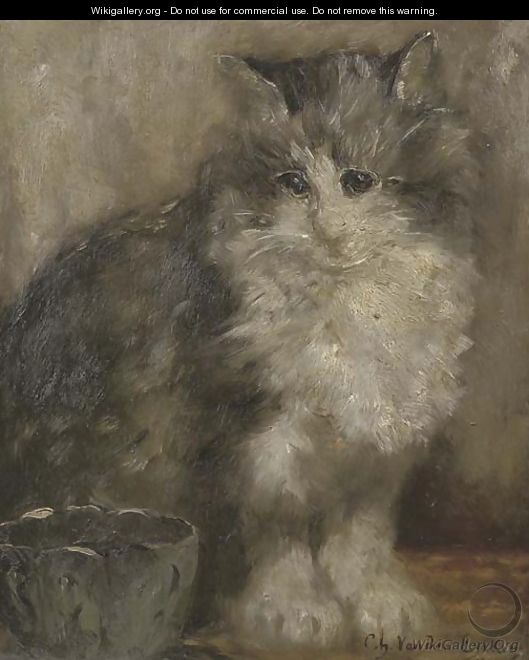 The contented cat - Charles van den Eycken