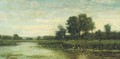Herons au bord de l'etang - Charles-Francois Daubigny