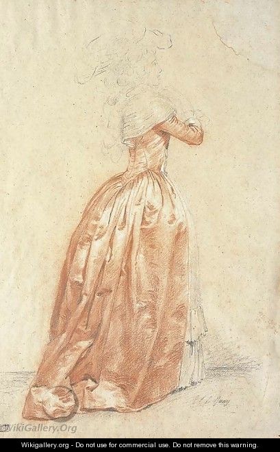 A woman in a red dress, in profile to the left - Etienne-Charles Leguay