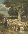 Un berger avec son troupeau - Charles Émile Jacque