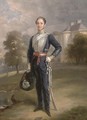 Portrait of Lieutenant George Ramsay of Lixmont, full-length, in the uniform of a Scottish Yeomanry Regiment, before a country house - Charles Achille D'Hardiviller
