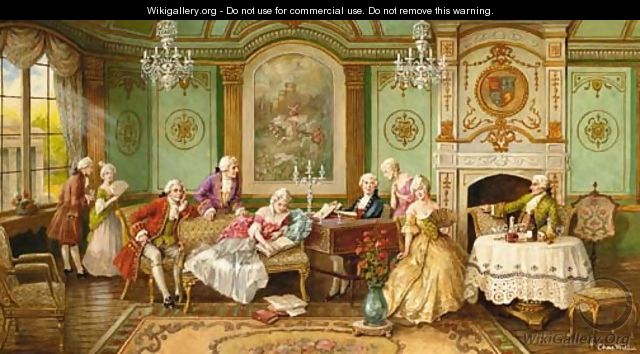 Elegant company relaxing in a drawing room - Charles Willis