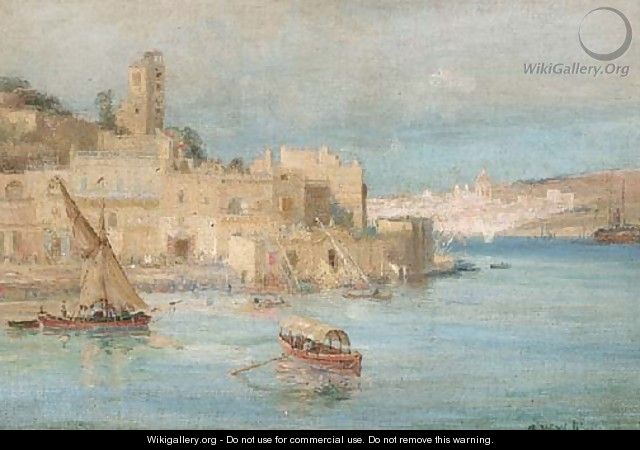 Feluccas amidst other shipping in a North African port - Charles William Wyllie