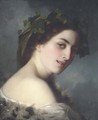 Portrait of a lady, head and shoulders - Charles Zacharie Landelle