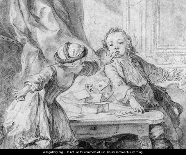 Two Children fighting over a Stack of Cards - Charles-Nicolas II Cochin