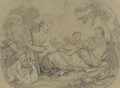 Two women with putti music making in a landscape - Charles Joseph Natoire