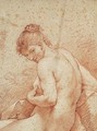 A seated Nude Woman, half-length, facing left - Charles Joseph Natoire