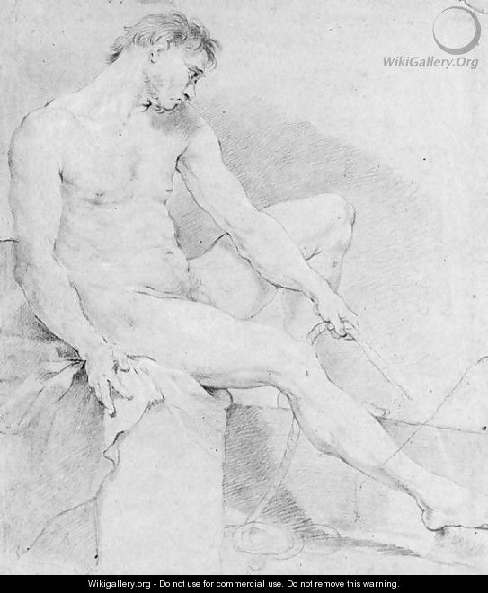 A seated nude turned to the right - Charles Joseph Natoire