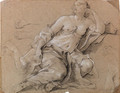 A reclining nymph asleep, with subsidiary studies of arms and feet - Charles Joseph Natoire