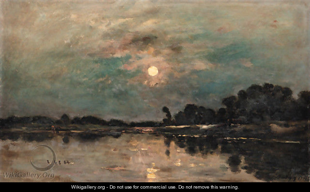 Bord de riviere au clair de lune - Charles-Francois Daubigny