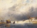 Skaters on the ice by a koek en zopie - Charles Henri Leickert