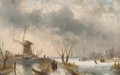 A frozen winter landscape - Charles Henri Leickert