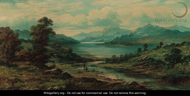 Anglers in a loch landscape - Charles Leslie