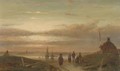 Sunset on the beach - Charles Henri Leickert