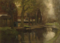 Farmhouses along a brook - Charles Paul Gruppe