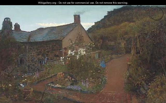 Cottage gardens - Twilight - Charles Napier Hemy