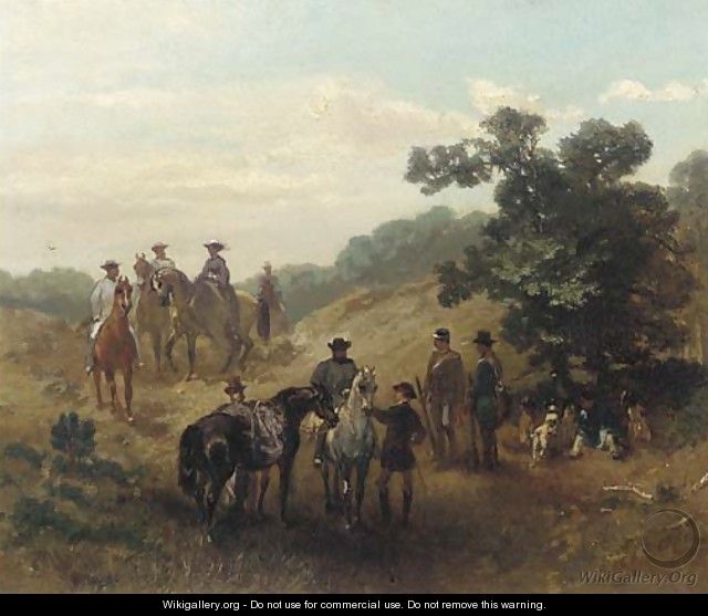 A hunting party at rest - Charles Rochussen