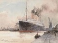 R.M.S. Titanic clearing the dockside at Southampton, 10th April, 1912 - Charles Edward Dixon