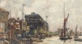 Barges on the Thames before Greenwich Hospital - Charles Edward Dixon