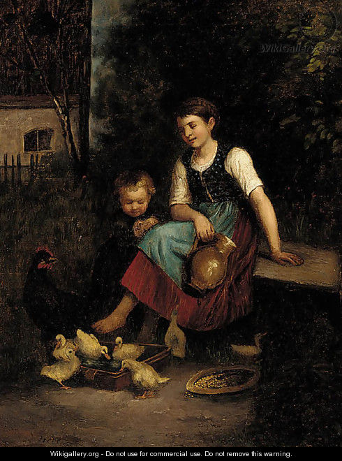 Feeding the Ducks - Charles Edouard Frere