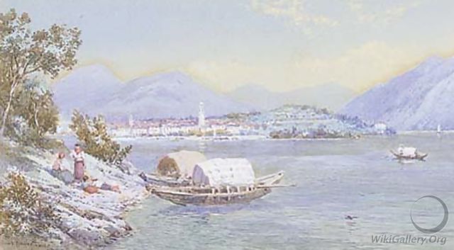 Mothers with their children on the banks of Lago Maggiore - Charles Rowbotham