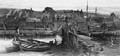 Figures Mending The Nets At Whitby Harbour - Charles Earle