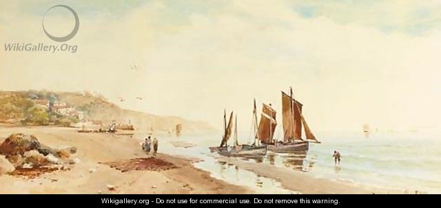 Fishing boats on a beach in Devonshire - Charles Frederick Allbon