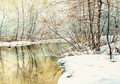 A snowy river landscape - Charles Frechon