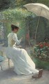 A young lady painting in the garden - Charles Endres