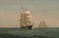 The American brig Atalante in coastal waters - Charles Edward Johnson